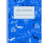 Marine Life Composition Notebook: Wide Ruled Journal with Whales & Sharks Ocean Artwork for School, College & Office 110 Pgs