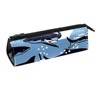 Marine Life Sharks and Fishes - Bolsa para bolígrafos, papelería, bolsa para lápices, bolsa de cosméticos, bolsa compacta con cremallera, multicolor, 5.5 ×6 ×20CM/2.2x2.4x7.9 in, Organizador de bolsas