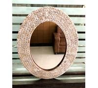 Marine Nautical Store Espejo de pared para dormitorio con incrustaciones de nácar ovaladas, marco decorativo para el hogar