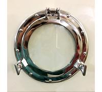 Marine Nautical Store Ojo de buey redondo de aluminio chapado en níquel de 11.5 pulgadas para decoración de pared