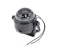 Marine para brújula, con luz LED, 12 V CC, buscador de dirección impermeable, base giratoria de 360 °, para navegación de barcos, yates, desviación ajustable, negro (negro)