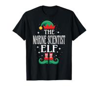 Marine Scientist Elf Título del Trabajo Funny Christmas Matching Camiseta
