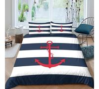 marine stripe pattern Funda de Edredón Microfibra 3 Piezas Impresión 3D Cierre de marine stripe patrón Funda Edredon Fundas de Almohada Antibacteriana Lavables for familia Super king（260x220cm）