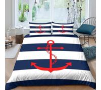 marine stripe pattern Funda Edredon Juego de 3 Piezas Diseño 3D con Cremallera marine stripe patrón Funda de Edredón incluye Funda de Almohada Transpirable for Ancianos Super king（260x220cm）