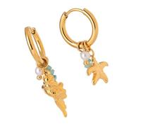 Marine Styles - Pendientes de gota de acero inoxidable con diseño de concha y estrellas de mar, sofisticados y cómodos para el día a la noche, para todas las ocasiones, talla única, como se describe