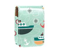 Marine Vibe - Estuche portátil para pintalabios para viajes, mini caja de almacenamiento de lápiz labial con espejo para mujeres y mujeres, bolsa de cosméticos de cuero, Varios colores, 9.5x2x7 cm/3.7x0.8x2.7 in