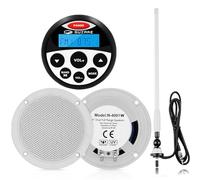 Marine Wateroroof - Sistema de radio estéreo Bluetooth marino, impermeable, radio FM estéreo, ATV, UTV, unidad principal deportiva de alta resistencia con altavoz marino blanco y antenas