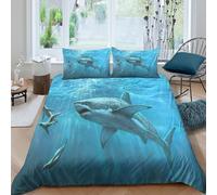 MarineLifeArtStyle Funda de Edredón Microfibra 3 Piezas Compuesto Impresión 3D Cierre de MarineLifeArtStyle Funda Edredon Fundas de Almohada Antialérgica Transpirable for niños Single（135x200cm）