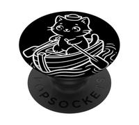 Marinero Kawaii Gato Remando PopSockets PopGrip Adhesivo