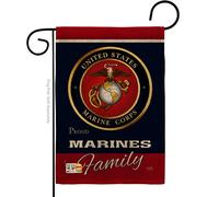 Marines Proudly Family Burlap - Armed Forces Marine Corps USMC Semper Fi United States American Military Veteran Retire Official - Cartel de casa pequeño de doble cara, bandera de jardín de 13 x 18.5