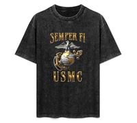 Marines Semper Fi Metallic Pin Eagle Elite Soldiers Military Printed T-Shirt Mens Unisex Black Tees 3XL