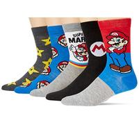 Mario Nintendo - Paquete de 5 calcetines para hombre, color gris multicolor, 10-13, Gris Multi, 10-13