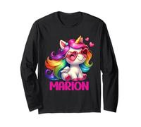 Marion - Nombre Personalizado Colorido Unicornio para Mujeres y niñas Manga Larga