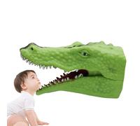 Marioneta de cocodrilo, títere de mano de dinosaurio - Juguete de mano de animales de dibujos animados realistas - Juguete de cabeza de animal de goma suave, juguetes de baño de playa y piscina para