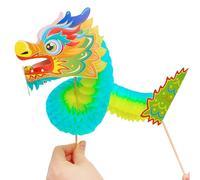 Marioneta de dragón de papel - Dragón creativo de año nuevo 3D chino | Año del kit de marionetas de bricolaje nuevas decoraciones de para de festivales chinos