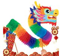 Marioneta Dragon de Papel, Dragón de Año Nuevo Chino, Guirnalda de Papel Chino 3D Portátil, Kits de títeres creativos para hacer usted mismo, Regalos de Dragón de Año Nuevo Lunar, dado