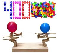 Marionetas de esgrima de madera hechas a mano, juego de luchadores de globos con 400 globos, divertido y emocionante globo de bambú para 2 jugadores, fiesta de Navidad