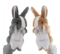 Marionetas de mano, 2 piezas de títeres de mano de conejo, dulces títeres de mano, para juegos de rol imaginativos, narración de historias, teatro de títeres (gris + marrón)