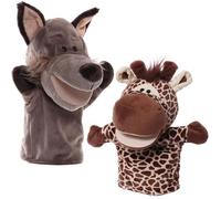 Marionetas de mano con animales de lobo y ciervo para niños y adultos, juguetes de peluche con la boca se pueden abrir, 2 muñecos de mano, 2 unidades