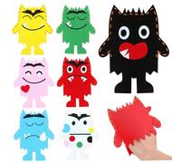 Marionetas de mano de monstruos de colores 7 pcs de marionetas de dedo de peluche con tristeza emocional marioneta de monstruo de tela no tejida marioneta de calcetín de aprendizaje temprano para fies