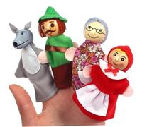 Marionetas de Mano para niños pequeños de 1 a 3 años, 4 Piezas/Juego de Marionetas de Mano para niños, Juguete de Caperucita Roja, Juego de rol Interactivo, Teatro de de Dibujos Animados p
