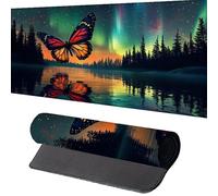 Mariposa Alfombrilla Ratón 800 x 400 x 3mm Alfombrilla EscritorioNegro Mouse Pad con Bordes Cosidos Impermeable Base de Goma Antideslizante Tapete Rato Escritorio para Accesorios Oficina, Regalo O-N