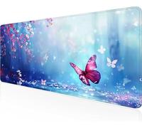 Mariposa Alfombrilla Ratón XXL 800x300x3mm, Mouse Pad Azul Alfombrilla Ratón Gaming con Superficie Suave y Base de Goma Antideslizante, Gaming Mousepad Mejora La Precisión y La Velocidad PjY4143 F-R