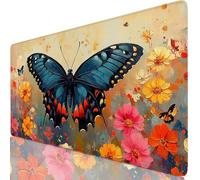 Mariposa Alfombrilla Ratón XXL 800x400x3mm Mouse Pad Grande Gaming Lindo Alfombrilla Escritorio con Base Antideslizante, Resiste Salpicaduras, Bordes Cosidos Mousepad para Oficina y Familia Y8-862