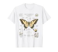 Mariposa Anatomía Vintage Campo Guía Diagrama Naturaleza Arte Camiseta