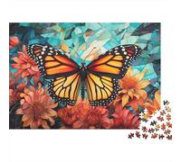 Mariposa Arte Vidrio 1000 Piezas Mariposa Naranja Rompecabezas En Cartón Reciclado Actividad En Casa para Adultos Regalo Divertido Reto Gran Regalo para Mujeres Y Hombres Aniversario 70x50cm/10