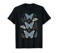 Mariposa Azul mística Polilla Celestial Luna Estrellas botánica Camiseta