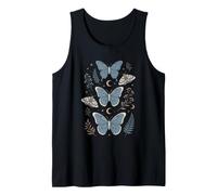 Mariposa Azul mística Polilla Celestial Luna Estrellas botánica Camiseta sin Mangas