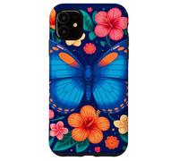 Mariposa azul y flores tropicales deleite Carcasa para iPhone 11