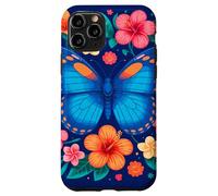 Mariposa azul y flores tropicales deleite Carcasa para iPhone 11 Pro