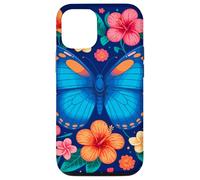 Mariposa azul y flores tropicales deleite Carcasa para iPhone 12/12 Pro