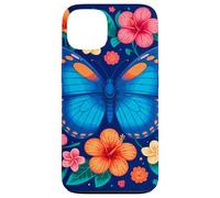 Mariposa azul y flores tropicales deleite Carcasa para iPhone 13