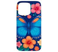 Mariposa azul y flores tropicales deleite Carcasa para iPhone 15 Pro Max