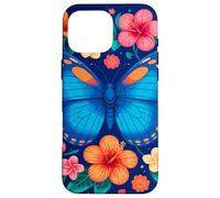 Mariposa azul y flores tropicales deleite Carcasa para iPhone 16 Pro Max