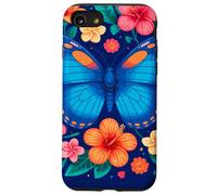 Mariposa azul y flores tropicales deleite Carcasa para iPhone SE (2020) / 7 / 8