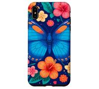 Mariposa azul y flores tropicales deleite Carcasa para iPhone XS Max