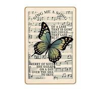 Mariposa Bailando En Partituras Letrero De Estaño Retro Pintura De Hojalata Placa Divertida Pared Muestra Placa para Pub Cafetería Cocina