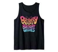 Mariposa besos cumpleaños deseos retro mariposa texto arte Camiseta sin Mangas
