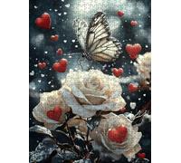 Mariposa Blanca Puzzle 1000 Piezas, Rompecabezas Adultos Puzzle, Desafiante Puzzles de Decoración Juego de, Entretenimiento Juego Educativo para Toda la Familia, para Regalo Decoración BXHZW7-33