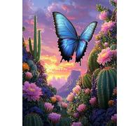 Mariposa cactus Diamond Painting Adultos, 5D Diamond Painting Kits Completo Punto de Cruz Cristal, DIY Pintura de Diamante para Niños, Manualidades Adultos Pintura Diamante para Decor 90x120cm s-139
