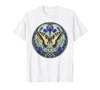 Mariposa Cola de Golondrina Art Nouveau Camiseta gráfica económica, Hombre, Blanco, L
