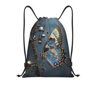 Mariposa Cola De Golondrina Azul Bolsa De Gimnasio Bolsa con Cordón Fácil De Doblar Ligera Bolsas con Cordón para Hombres Vacaciones Playa 36X42Cm