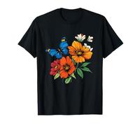 Mariposa Colorida con Ramo de Flores Silvestres Brillantes Camiseta