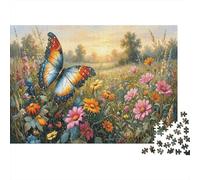 Mariposa coloridaRompecabezas Premium De 1000 Piezas Cartón, Antistrés Prado de Flores Silvestres Entretenimiento Familiar, Regalo Ideal para Unión Familiar Y Tiempo Libre 52x38cm/1000pcs