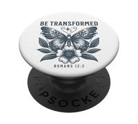 Mariposa cristiana ser transformada Romanos 12:2 PopSockets PopGrip Adhesivo