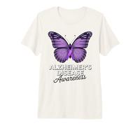 Mariposa de Cinta púrpura para concienciación sobre la Enfermedad de Alzheimer Camiseta Premium
